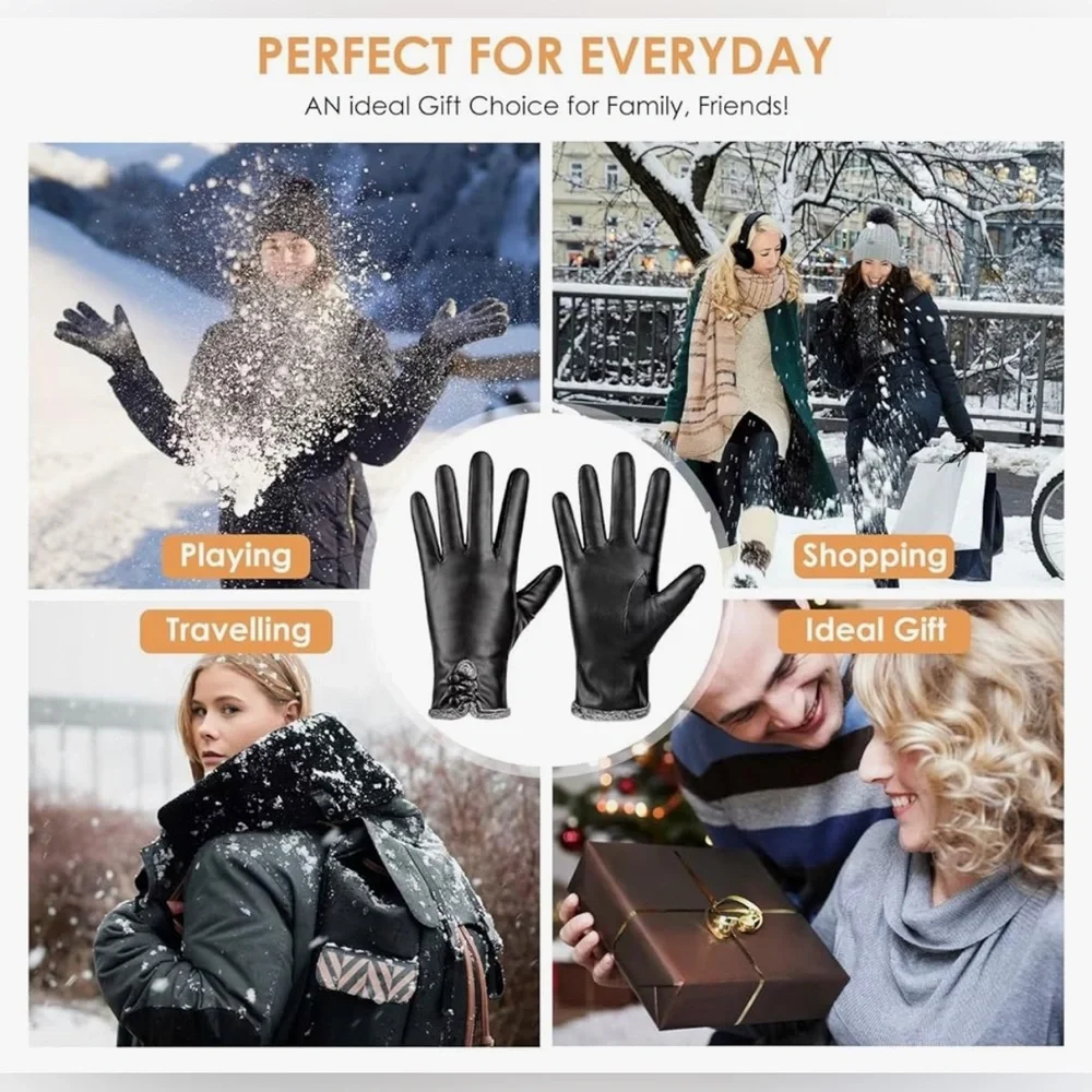 NWT Leather Gloves PU Cashmere Lined, Touchscreen MULTI SIZES AND Colors